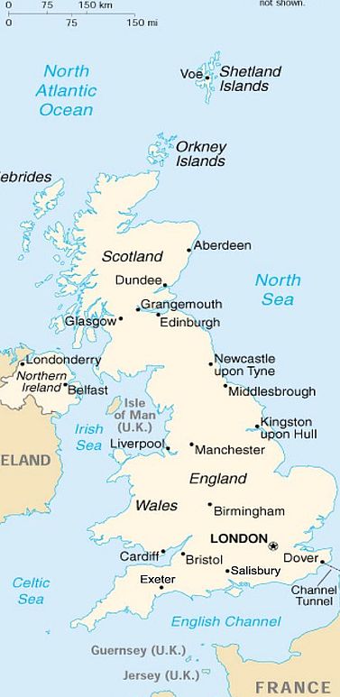 Landkaart Groot-Brittannie