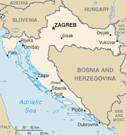 Landkaart Kroatie