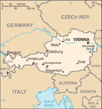Landkaart Oostenrijk