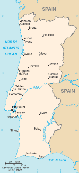Landkaart Portugal