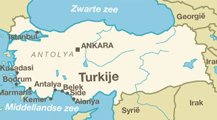 Landkaart Turkije